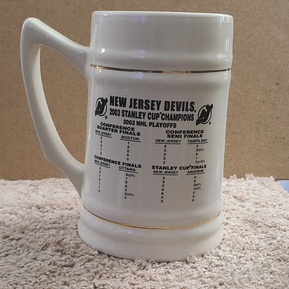New Jersey Devils 2003 Stanley Cup Champions Beer Stein Mug NJ Ceramic - Picture 2 of 7